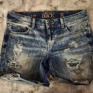 BKE Black Distressed Blue Denim Shorts